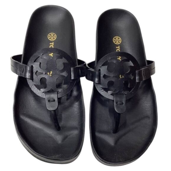 Tory Burch Miller Cloud Sandals in Black Size 6 - Picture 1 of 13